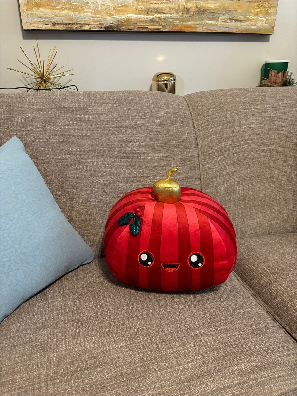 Linzy Red Plush Christmas Accent Pillow